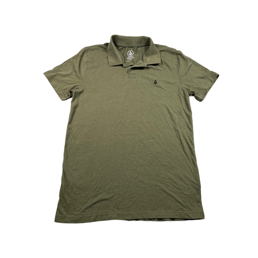 Volcom Olive Green Polo Shirt Small Cotton Blend Short Sleeve Logo